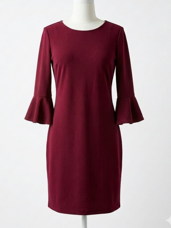 Laundry By Shelli Segal Dresses & Skirts - LAUNDRY BY SHELLI SEGAL Burgundy Bell Sleeve Shift Dress Cabincore XSP